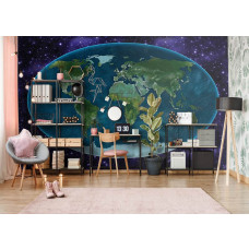 Fotobehang The Universe around the World Map