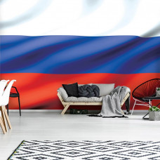 Een fotobehang met de Russische vlag voor de woonkamer.