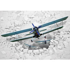 Fotobehang Vliegtuigen door de Muur 3D