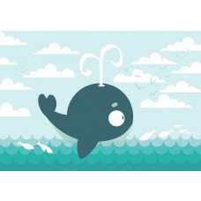 Fotobehang van een walvis in zee, speciaal voor kinderkamers en babykamers.