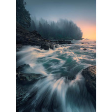 Fotobehang van water en rotsen, ideaal voor een serene kamer met een natuurlandschap.