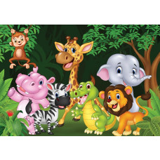 Jungle fotobehang voor kinderkamers met dierenmotief.