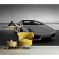 Een fotobehang met een Lamborghini voor de woonkamer.