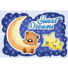 Sweet dreams fotobehang met teddybeer, geschikt voor kinderkamers.